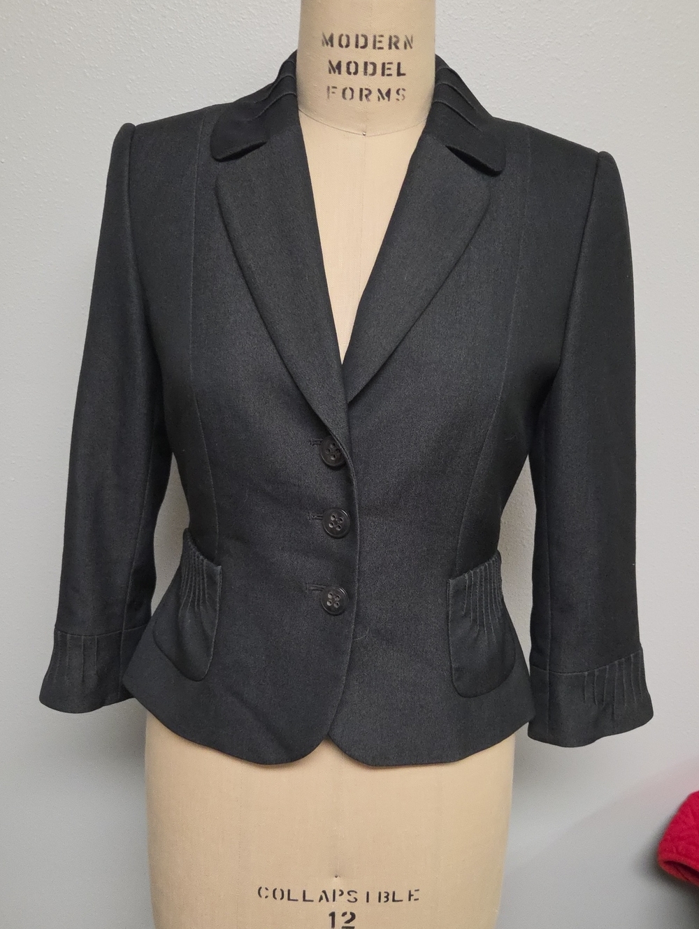 Tahari Black Tailored Three-Button Blazer Jacket